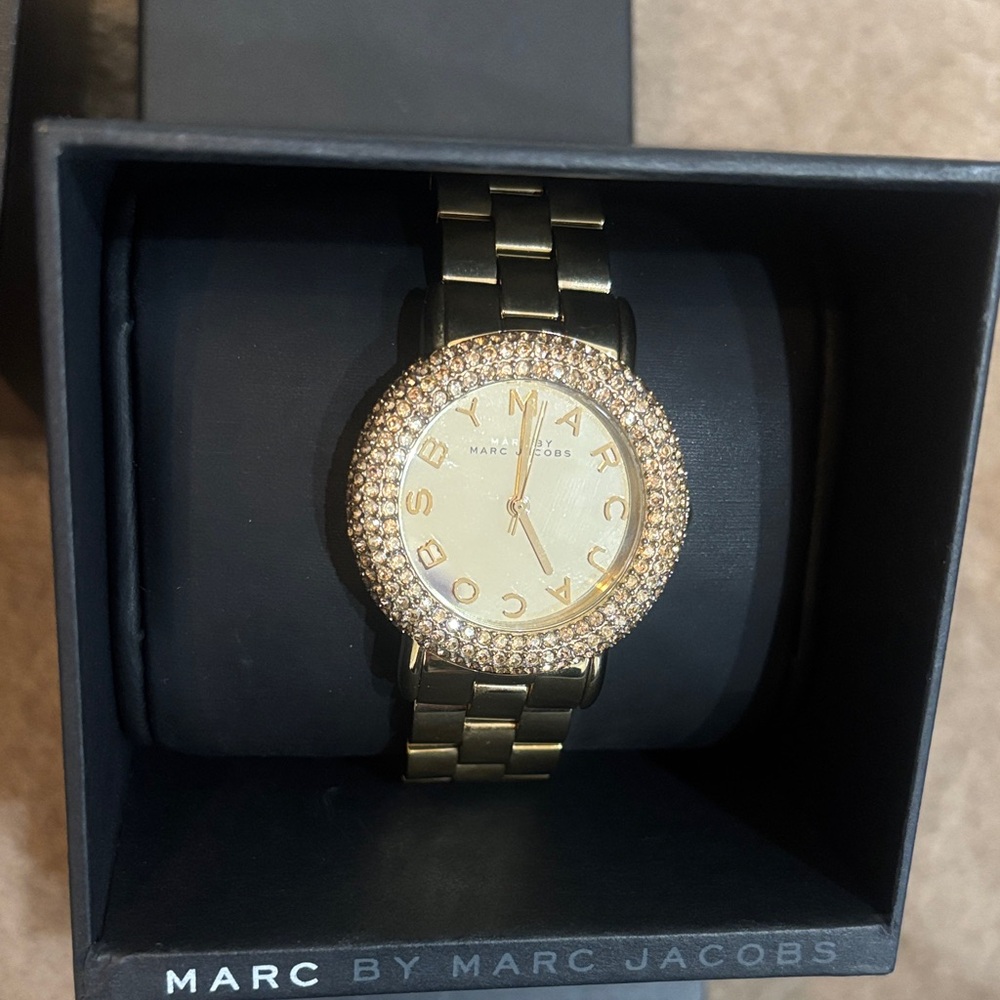 Marc Jacobs Gold-Tone Watch with Crystal Accents